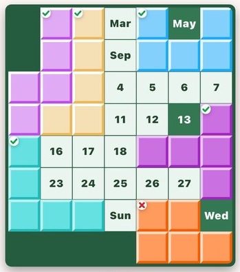 Dawn — rectangular calendar board with pastel pieces
